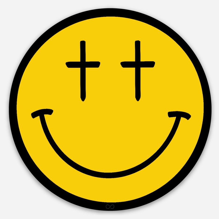 Cross Smily Face Sticker