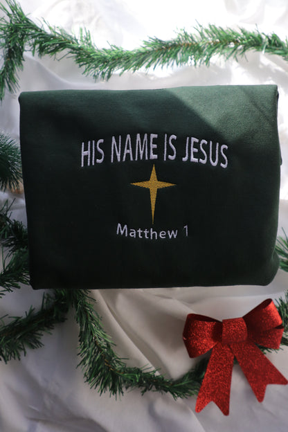 His Name Is Jesus Embroidered Crewneck