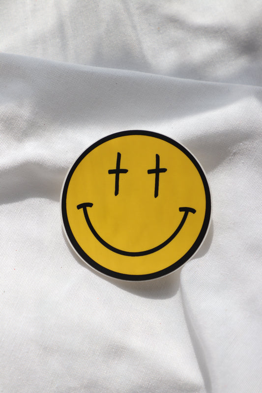 Cross Smily Face Sticker